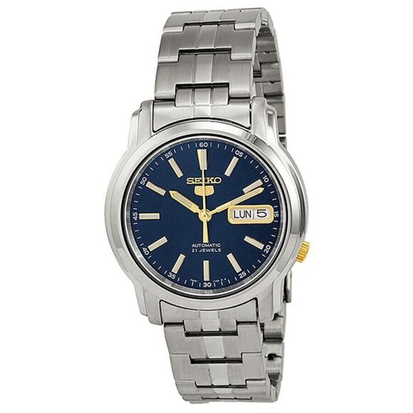 NWT Authentic Seiko Blue Dial Stainless Steel Men's Watch - Picture 1 of 4